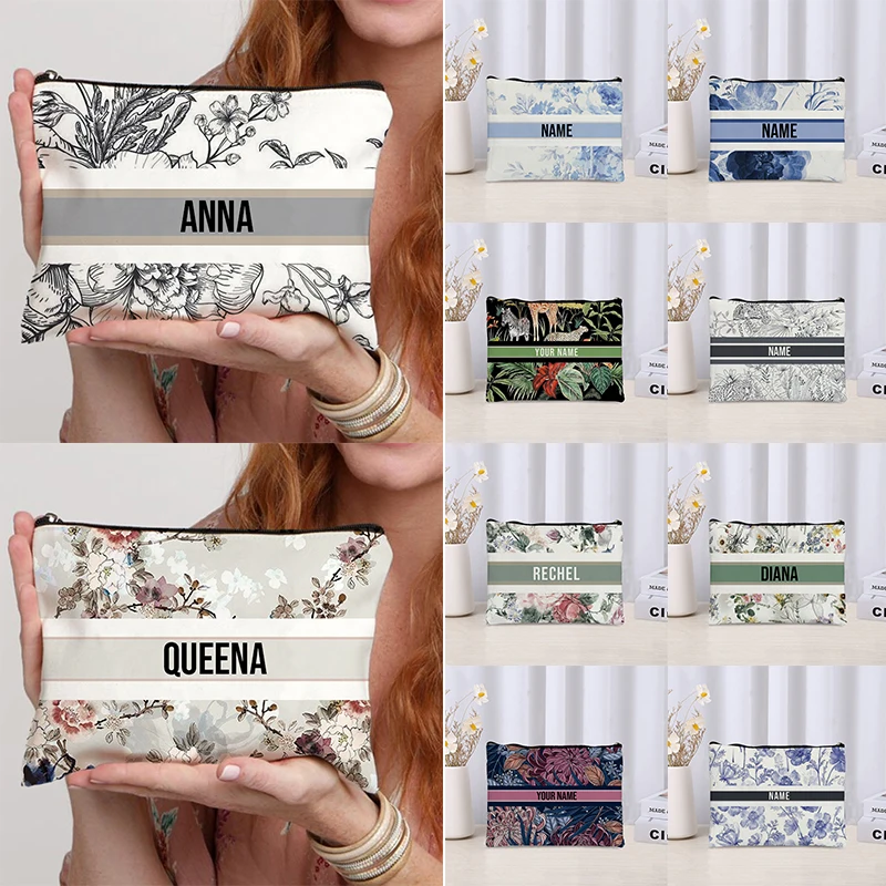 Luxury Skincare Brand - Custom Name Vintage Makeup Bag Bridesmaid