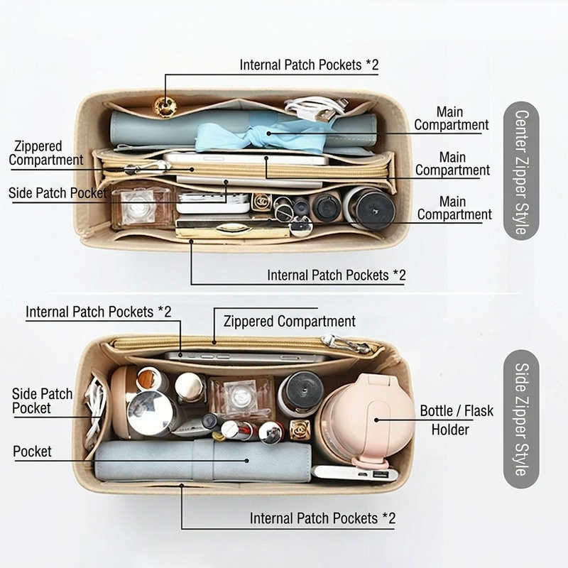 Women Felt Insert Bag Purse Or - Luxury Skincare Brand review and price